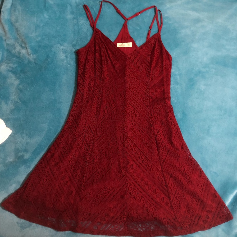 Hollister Red Strappy Lace Dress, Size XS